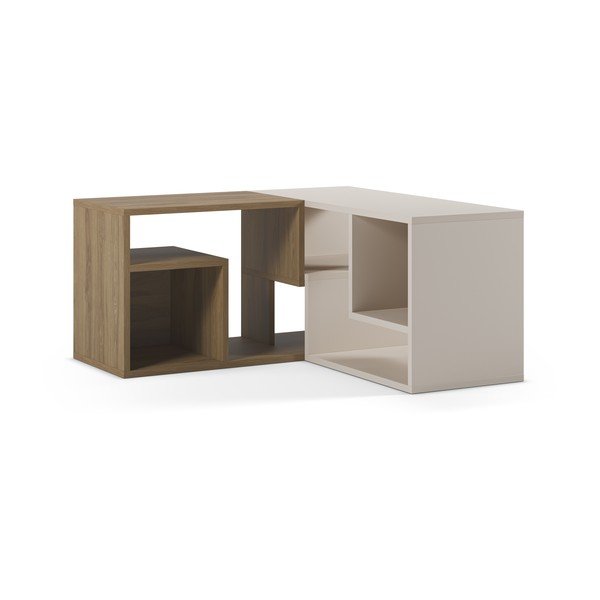 Bílý/v přírodní barvě rohový TV stolek v dekoru dubu 145x45x35 cm Glina – Marckeric