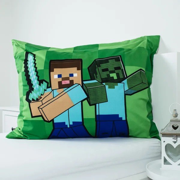 Zelené dětské povlečení na jednolůžko z mikrovlákna 140x200 cm Minecraft Block Stack – Jerry Fabrics-image-3