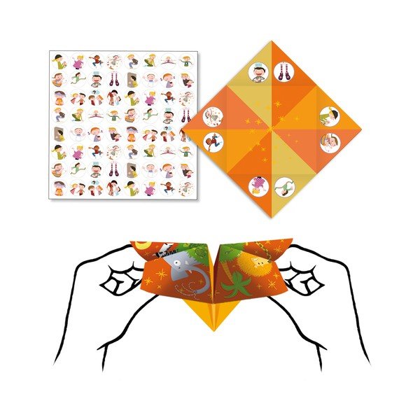 Sada 8 origami papírů se samolepkami Djeco Fortune-image-1