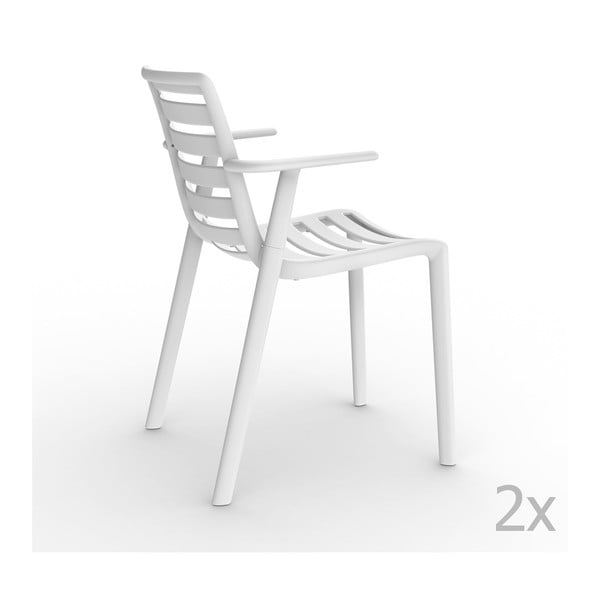 Sada 2 bílých  zahradních židlí s područkami Resol Slatkat