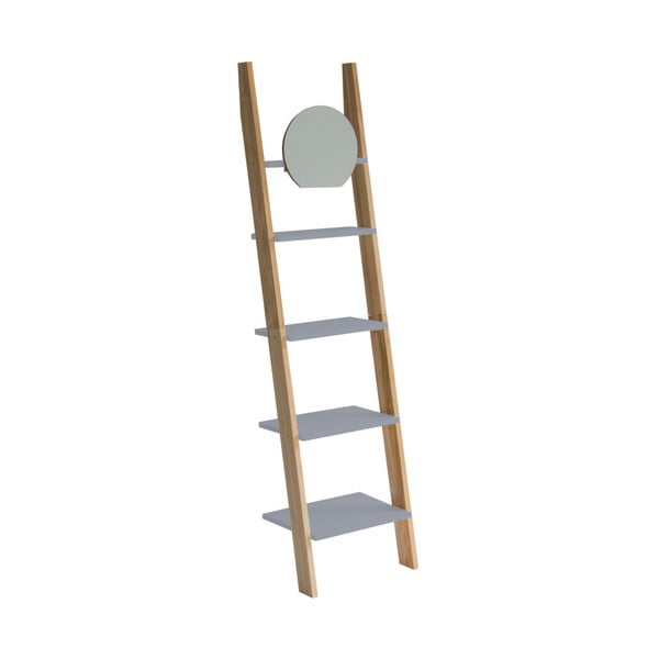 Šedá dřevěná opěrná police se zrcadlem Ragaba Ashme Ladder
