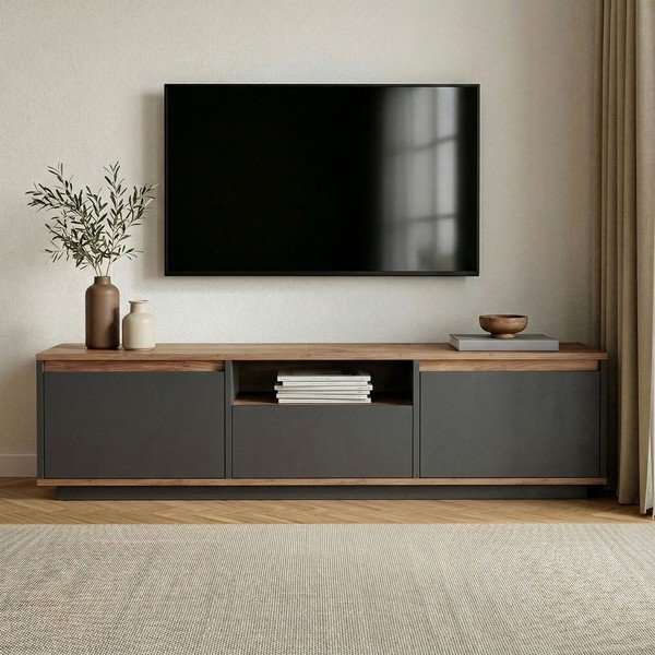 Antracitový TV stolek 160x42x30 cm Sentinel – Kalune Design-image-2