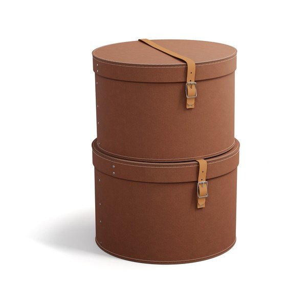 Hnědé kartonové úložné boxy v sadě 2 ks s víkem ø 37,5x25 cm Rut Restore Paper Laminate – Bigso-image-2