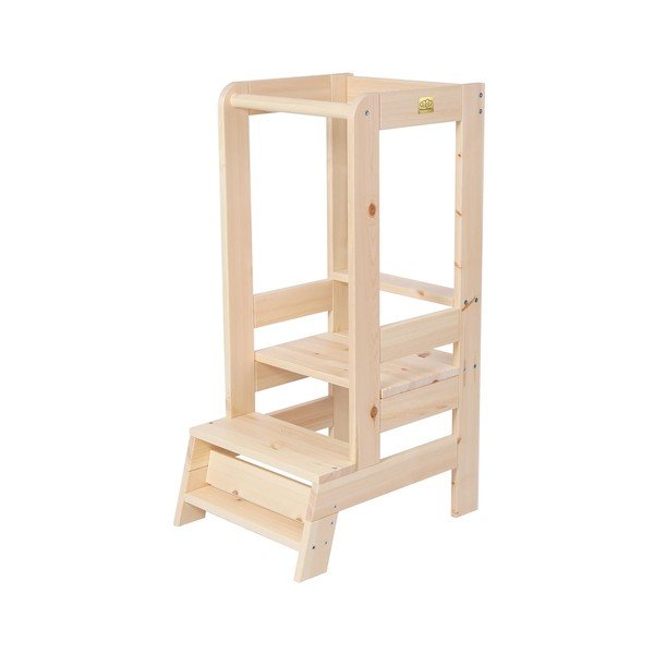 Učicí věž z borovicového dřeva v přírodní barvě Montessori – Meowbaby