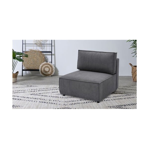 Tmavě šedý manšestrový modul pohovky, středový díl Nihad modular – Bobochic Paris-image-1