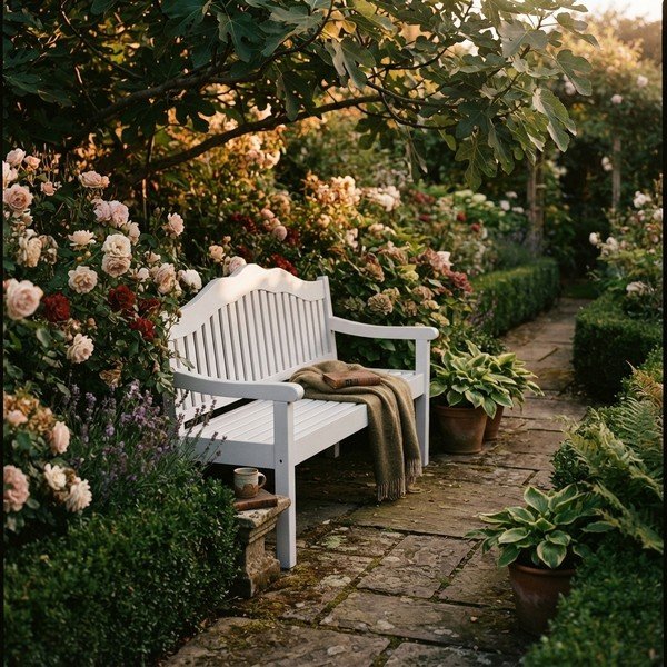 Bílá dřevěná zahradní lavice Austin – Garden Pleasure-image-1