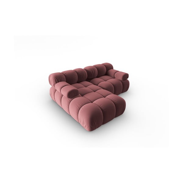 Růžová sametová pohovka 191 cm Bellis – Micadoni Home-image-4