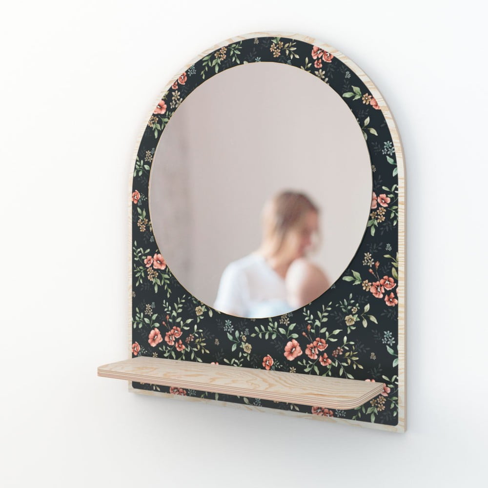 Nastěnné zrcadlo s poličkou ø 35 cm French Folk - Dekornik