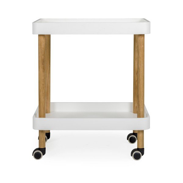 Bílý servírovací vozík na kolečkách Tenzo Wagon Oak-image-3