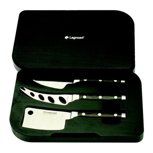 Sada 3 nožů na sýry v dárkovém balení Legnoart Latte Wenghe