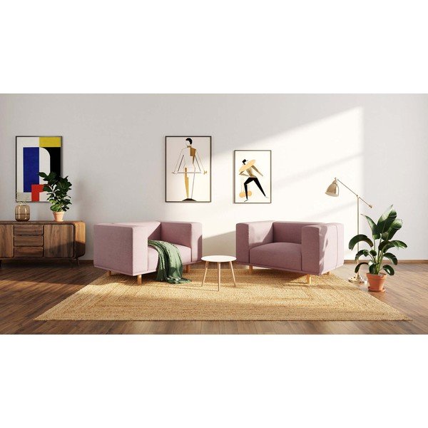 Růžové relaxační křeslo z textilie bouclé Kukumo – Ame Yens-image-4