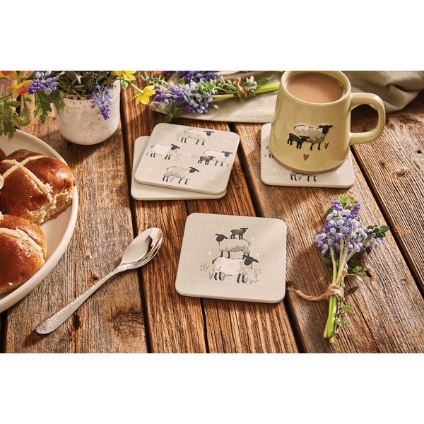 Taupe korkové podtácky v sadě 4 ks Highland Sheep – Cooksmart ®-image-1