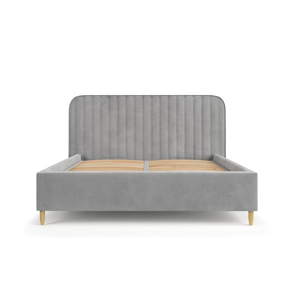 Šedá čalouněná dvoulůžková postel s úložným prostorem s roštem 160x200 cm Noto – Maison de Rêve-image-2