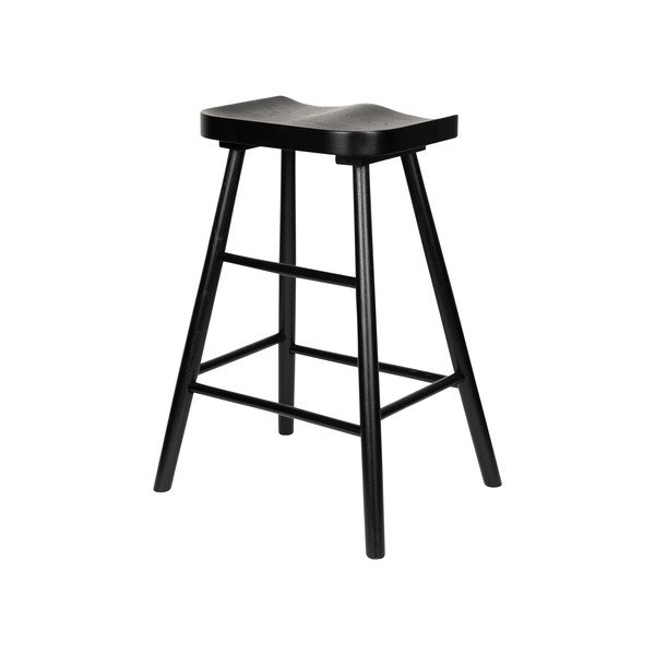 Černá barová stolička z dubového dřeva (výška sedáku 65,5 cm) Vander – White Label-image-4