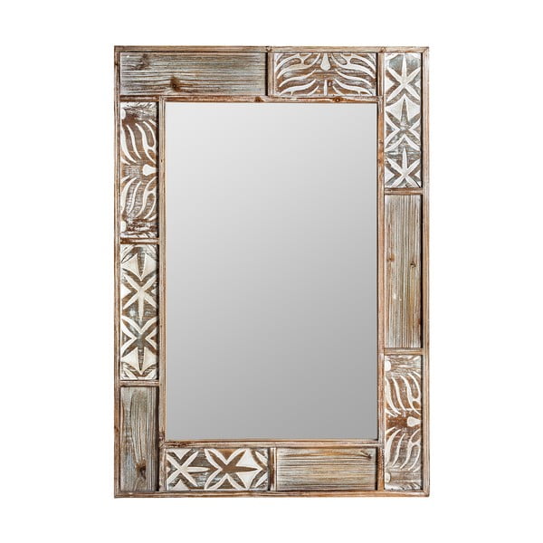 Nástěnné zrcadlo s dřevěným rámem 70x100 cm Bali – Burkina