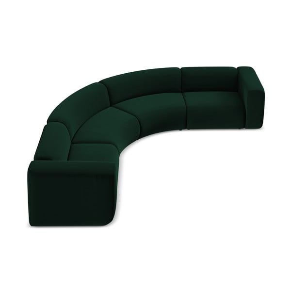Tmavě zelená sametová rohová pohovka Ekahi – Makamii-image-3