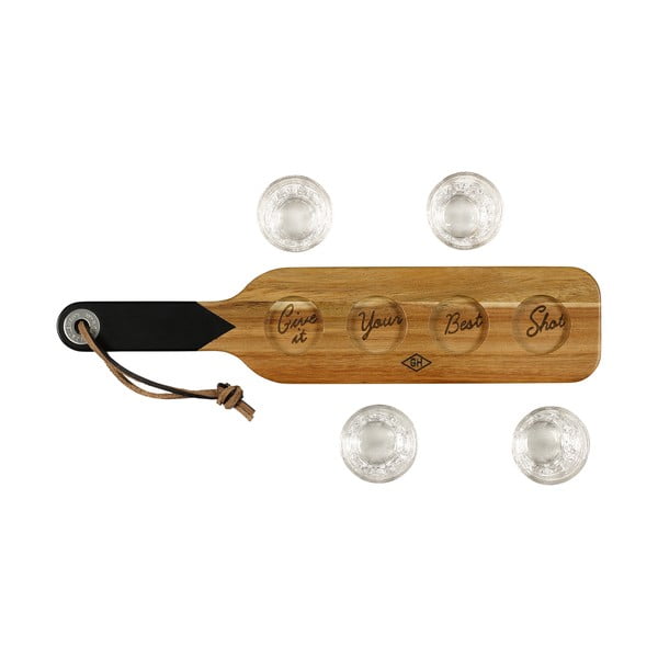 Dřevěné servírovací prkénko a 4 panákové skleničky Gentlemen´s Hardware-image-2