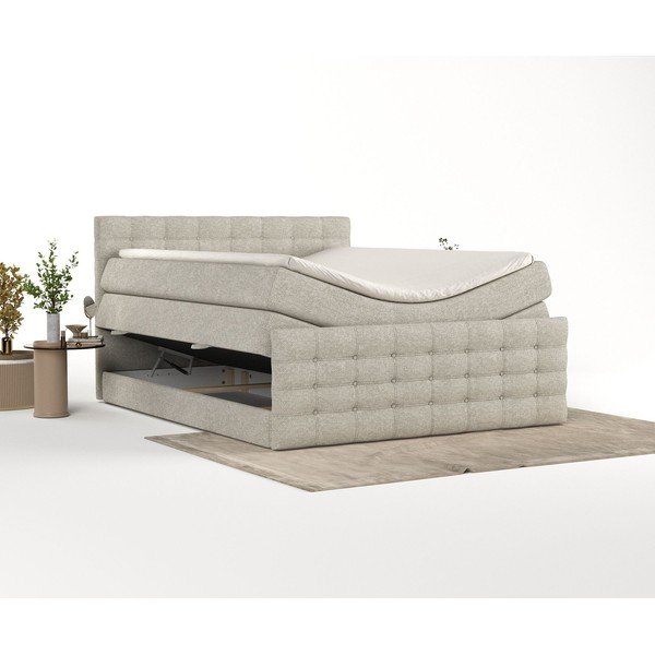 Béžová boxspring postel s úložným prostorem 160x200 cm Blend – Maison de Rêve-image-2