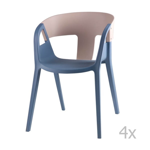 Sada 4 modro-šedých jídelních židlí sømcasa Willa