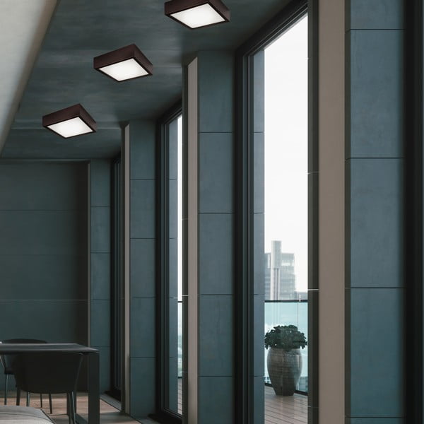 Tmavě hnědé stropní svítidlo se skleněným stínidlem 27,5x27,5 cm Quadro – LAMKUR-image-1