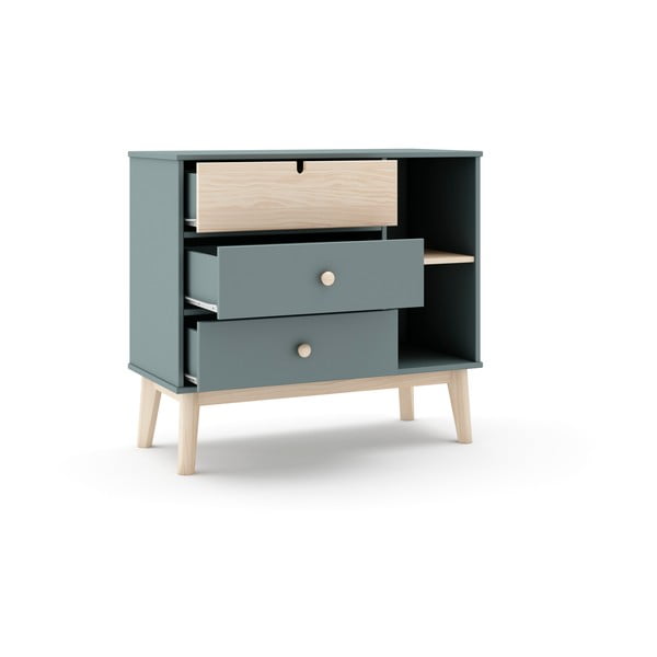 Dětská komoda šedozelená 90x81x40 cm Estefania – Marckeric-image-3