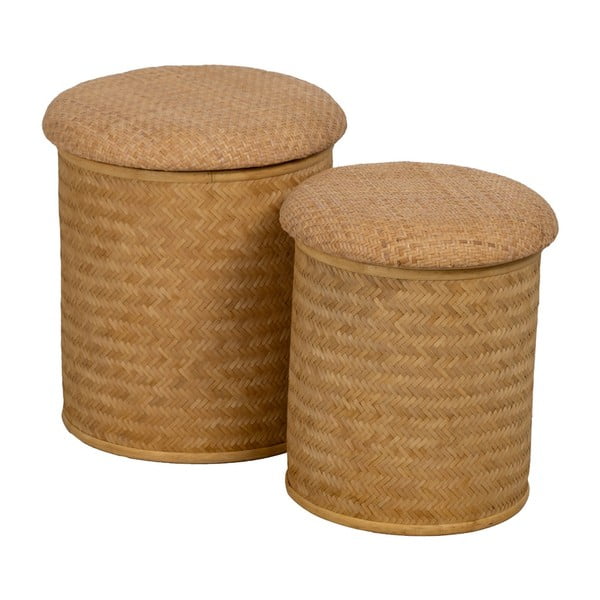 Pletený taburet v přírodní barvě Rattan – Ixia