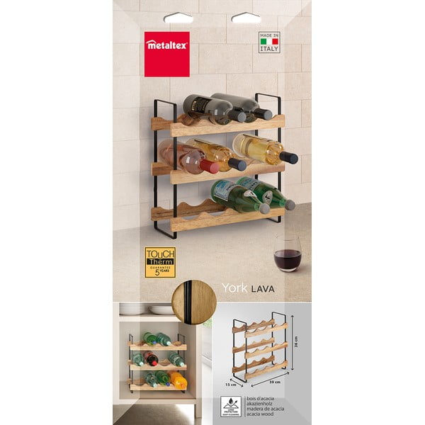 Dřevěný stojan na víno počet lahví 12 York – Metaltex-image-3