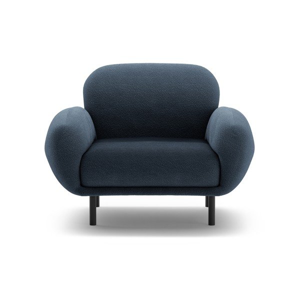 Tmavě modré křeslo z textilie bouclé Poppy – Micadoni -image-1