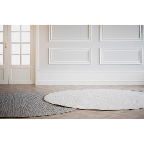 Světle šedý vlněný kulatý koberec ø 250 cm Auckland - Rowico-image-1
