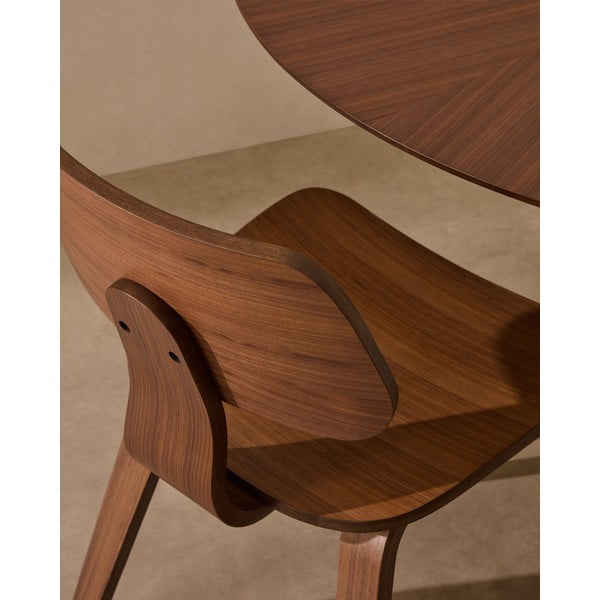 Tmavě hnědá jídelní židle v dekoru ořechu Gena – Kave Home-image-2