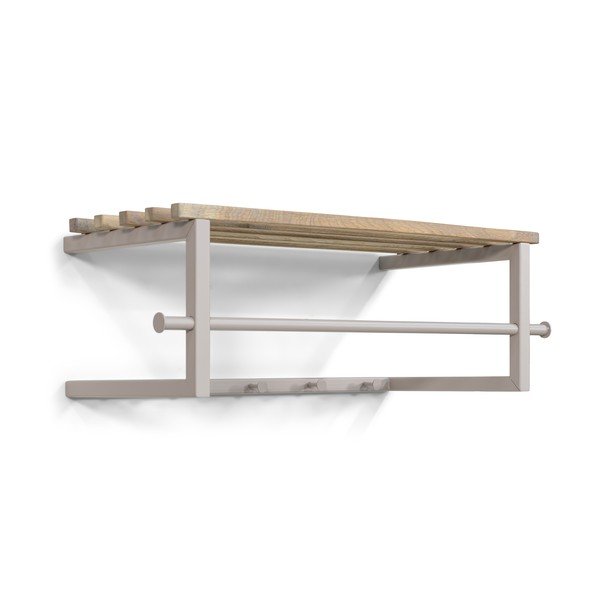 Kovový nástěnný věšák v přírodní barvě/taupe s poličkou 76 cm Marco – Spinder Design-image-2