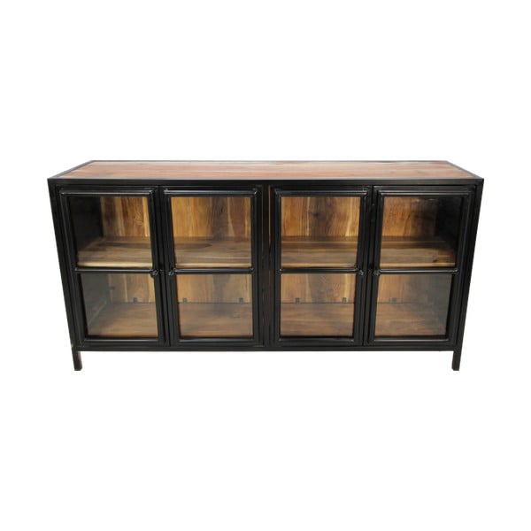 Černá vitrína z masivu akácie 170x90 cm Kingston - HSM collection-image-3