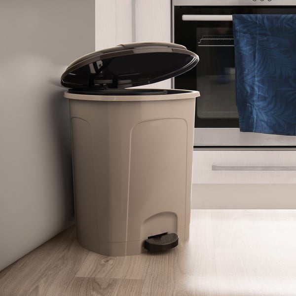 Hnědý nášlapný plastový odpadkový koš 30 l – Orion-image-1