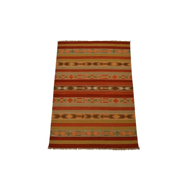 Ručně tkaný koberec Beige Orange Stripes, 140x200 cm