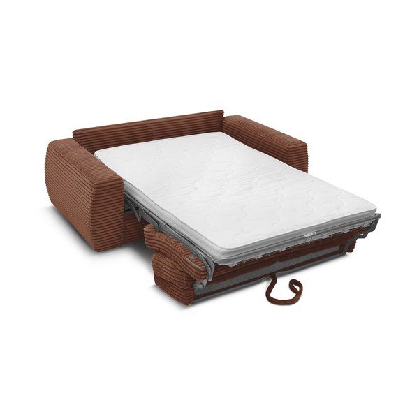 Oranžová manšestrová pohovka na každodenní spaní/rozkládací 240 cm Hugo – Bobochic Paris-image-3