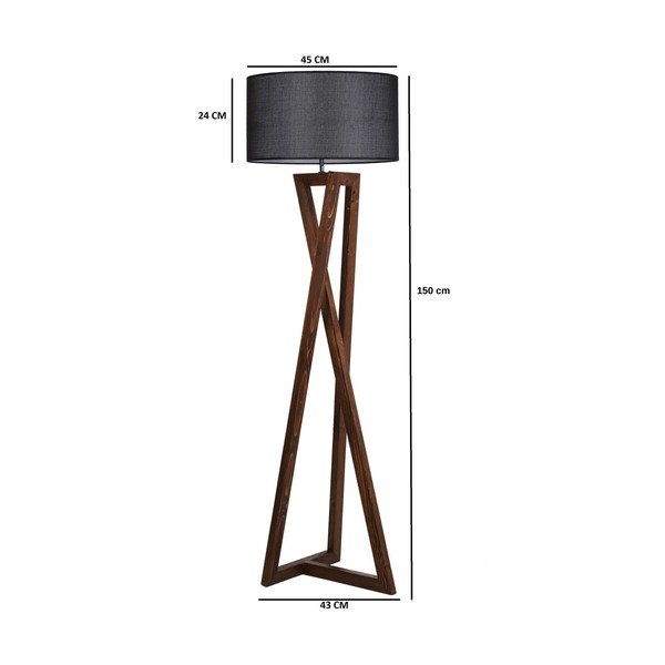 Černo-hnědá stojací lampa s textilním stínidlem (výška 149 cm) Maçka – Opviq lights-image-3