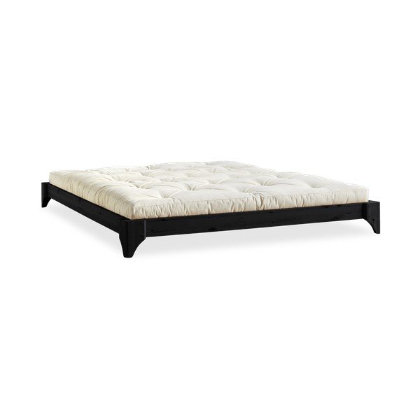 Dvoulůžková postel z borovicového dřeva s matrací Karup Design Elan Double Latex Black/Natural, 140 x 200 cm