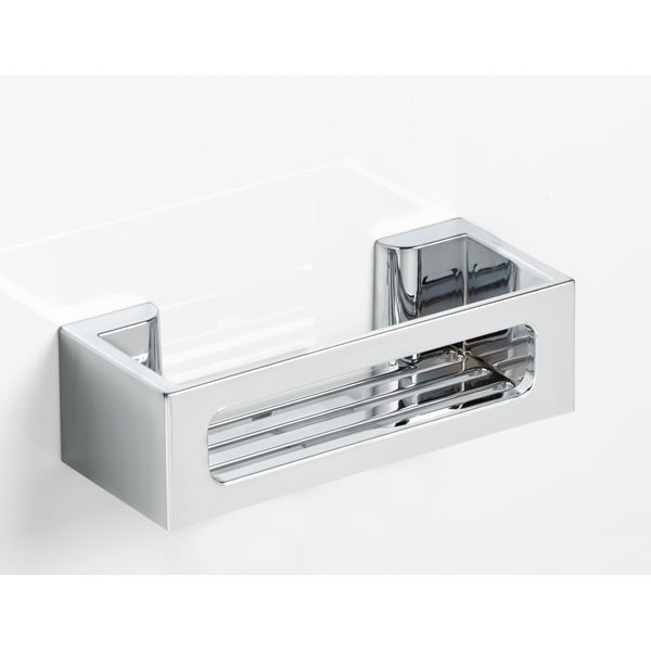 Stříbrná samodržící plastová koupelnová polička Bralia - Wenko-image-3