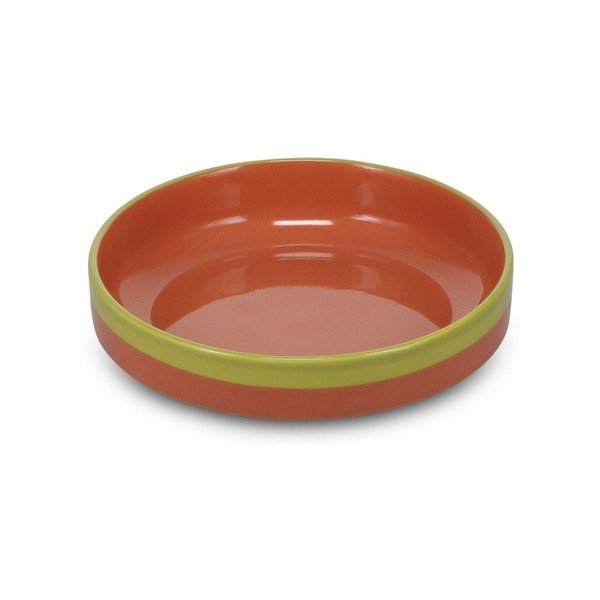 Zelený/oranžový hluboký  talíř z kameniny ø 21 cm Duo – ONA