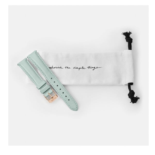 Mátově zelený kožený řemínek s detaily v barvě růžového zlata k hodinkám Cluse Minuit-image-1