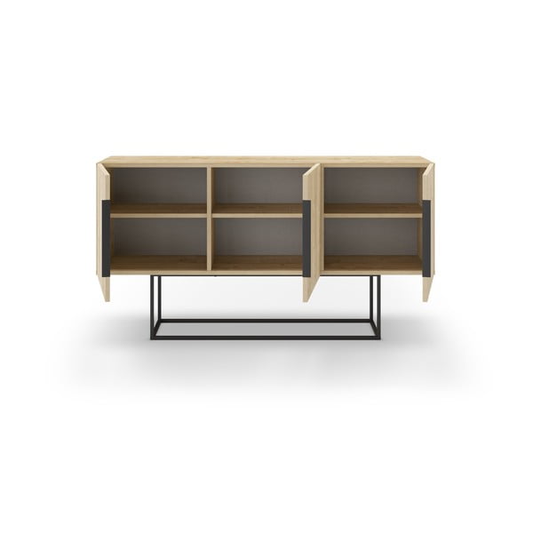 Nízká komoda v dekoru dubu v přírodní barvě 150x80 cm Titan – Marckeric-image-2