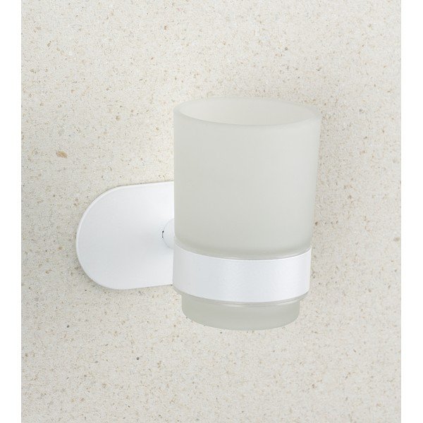 Bílý samodržící skleněný kelímek na zubní kartáčky Orea – Wenko-image-1