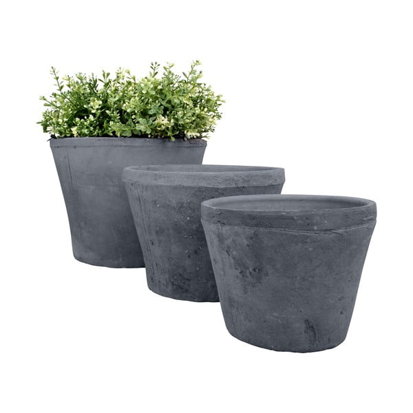 Sada 3 šedých květináčů z terakoty Esschert Design, XL