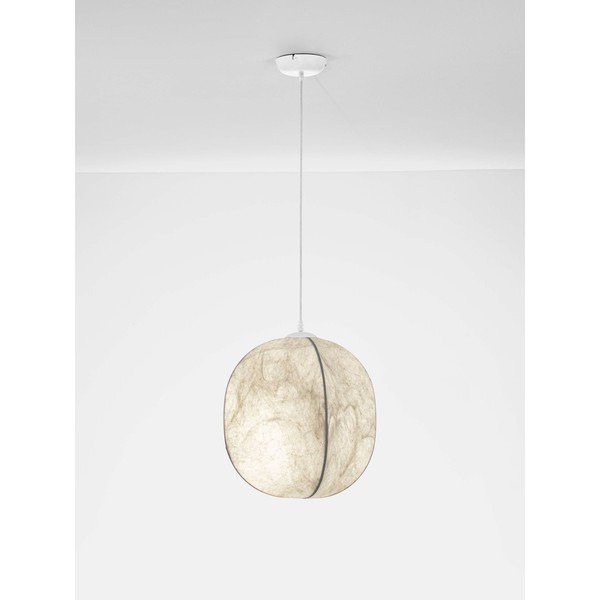 Bílé kovové závěsné svítidlo s textilním stínidlem ø 42 cm Pierida – Nova Luce-image-4