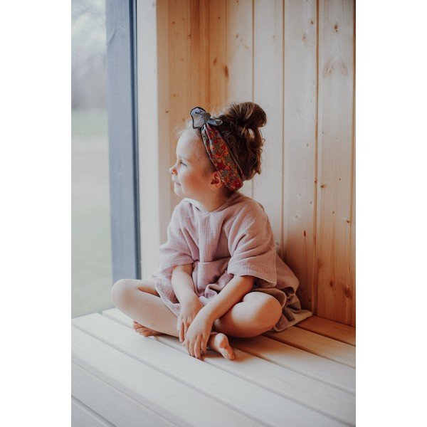 Růžové mušelínové dětské pončo velikost M – Malomi Kids-image-4