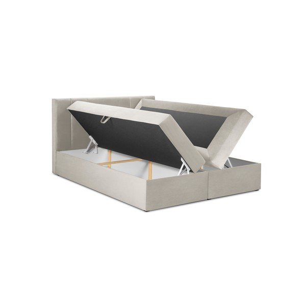 Béžová boxspring postel s úložným prostorem 200x200 cm Afra – Mazzini Beds-image-3