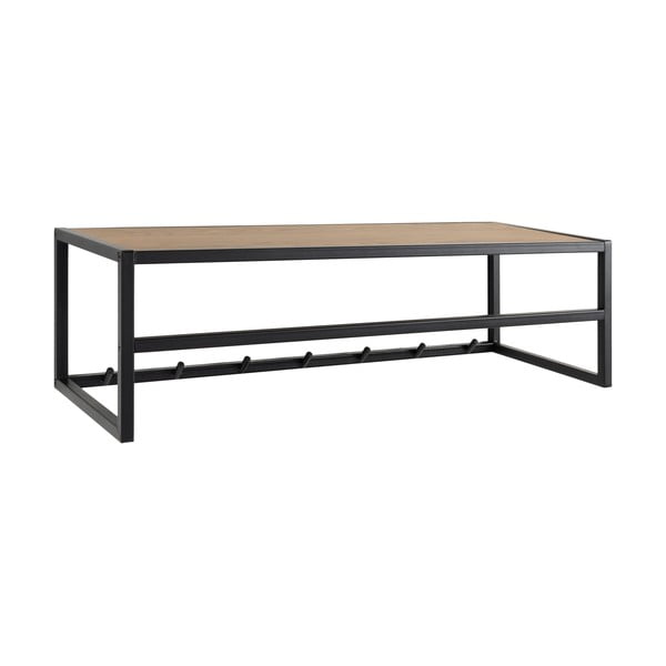 Nástěnný věšák v dekoru dubu s poličkou v černo-přírodní barvě Seaford – Actona-image-2