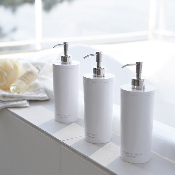 Bílý plastový dávkovač mýdla 500 ml Round – YAMAZAKI-image-1