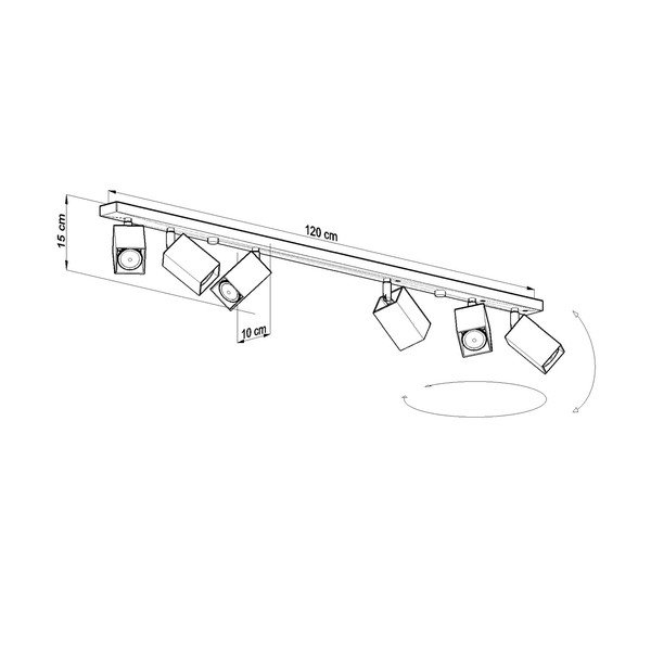 Černé stropní svítidlo Sollux Toscana 6L-image-3