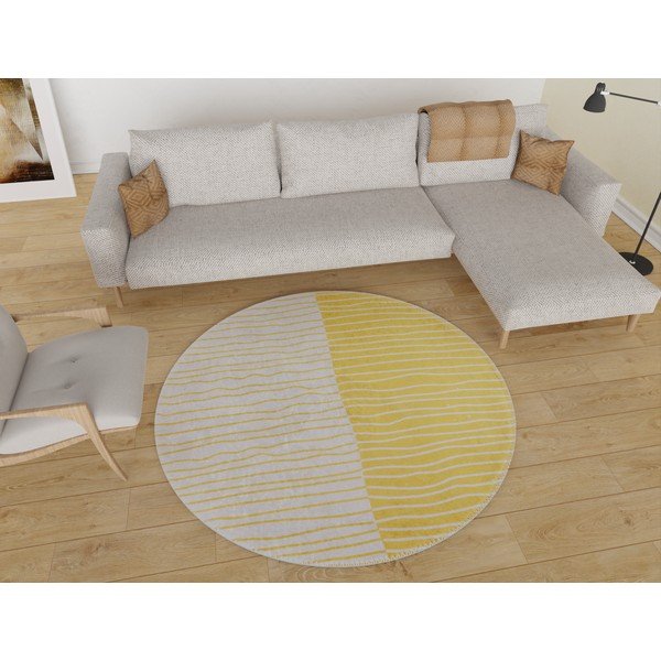 Pratelný kulatý koberec ve žluto-krémové barvě ø 80 cm Yuvarlak – Vitaus-image-1